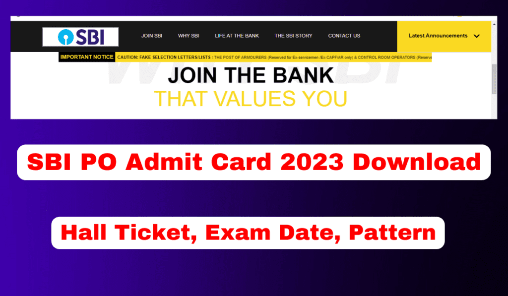 (सटीक जानकारी) SBI PO Admit Card 2023 Download, Exam Date, Pattern